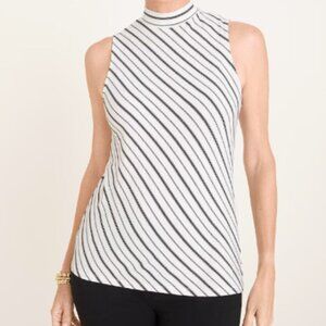 Chico's Striped Mock Neck Tank Top Sz 2 (L/12) #354T